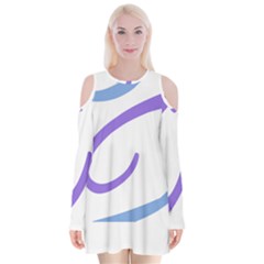 Abstract Pattern Blue And Gray T- Shirt Abstract Pattern Blue And Gray T- Shirt Velvet Long Sleeve Shoulder Cutout Dress