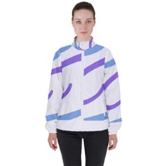 Abstract Pattern Blue And Gray T- Shirt Abstract Pattern Blue And Gray T- Shirt Women s High Neck Windbreaker