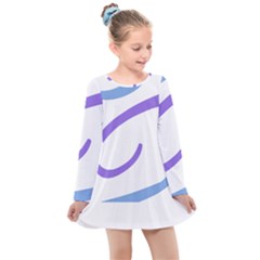 Abstract Pattern Blue And Gray T- Shirt Abstract Pattern Blue And Gray T- Shirt Kids  Long Sleeve Dress