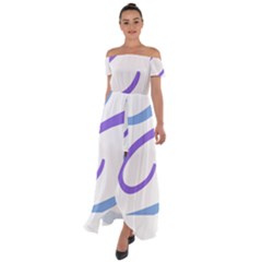 Abstract Pattern Blue And Gray T- Shirt Abstract Pattern Blue And Gray T- Shirt Off Shoulder Open Front Chiffon Dress