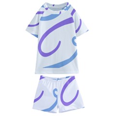 Abstract Pattern Blue And Gray T- Shirt Abstract Pattern Blue And Gray T- Shirt Kids  Swim Tee and Shorts Set