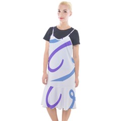 Abstract Pattern Blue And Gray T- Shirt Abstract Pattern Blue And Gray T- Shirt Camis Fishtail Dress