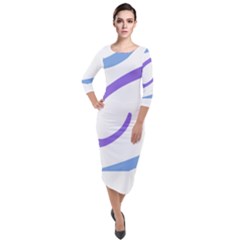 Abstract Pattern Blue And Gray T- Shirt Abstract Pattern Blue And Gray T- Shirt Quarter Sleeve Midi Velour Bodycon Dress