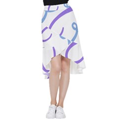 Abstract Pattern Blue And Gray T- Shirt Abstract Pattern Blue And Gray T- Shirt Frill Hi Low Chiffon Skirt