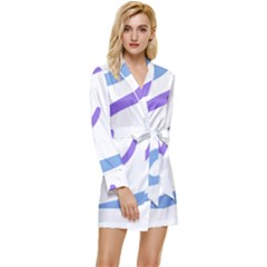 Abstract Pattern Blue And Gray T- Shirt Abstract Pattern Blue And Gray T- Shirt Long Sleeve Satin Robe