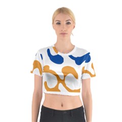 Abstract Swirl Gold And Blue Pattern T- Shirt Abstract Swirl Gold And Blue Pattern T- Shirt Cotton Crop Top