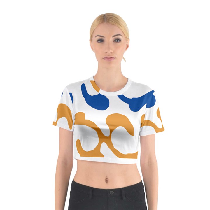 Abstract Swirl Gold And Blue Pattern T- Shirt Abstract Swirl Gold And Blue Pattern T- Shirt Cotton Crop Top