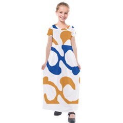 Abstract Swirl Gold And Blue Pattern T- Shirt Abstract Swirl Gold And Blue Pattern T- Shirt Kids  Short Sleeve Maxi Dress by maxcute