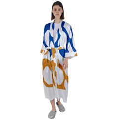 Abstract Swirl Gold And Blue Pattern T- Shirt Abstract Swirl Gold And Blue Pattern T- Shirt Maxi Satin Kimono by maxcute