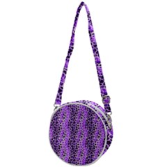 Purple Leopard  Crossbody Circle Bag by DinkovaArt