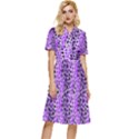 Purple Leopard  Button Top Knee Length Dress View1