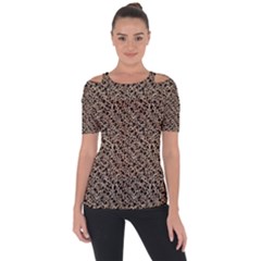 Purple Leopard 05 Shoulder Cut Out Short Sleeve Top by DinkovaArt