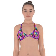 Rainbow Leopard Halter Neck Bikini Top by DinkovaArt