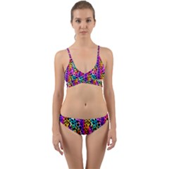 Rainbow Leopard Wrap Around Bikini Set by DinkovaArt