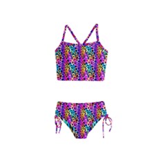 Rainbow Leopard Girls  Tankini Swimsuit by DinkovaArt