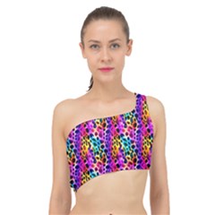 Rainbow Leopard Spliced Up Bikini Top  by DinkovaArt