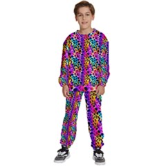 Rainbow Leopard Kids  Sweatshirt Set by DinkovaArt