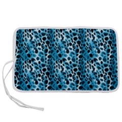 Blue Leopard Pen Storage Case (l) by DinkovaArt