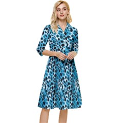 Blue Leopard Classy Knee Length Dress by DinkovaArt