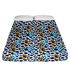 Blue Beige Leopard Fitted Sheet (california King Size) by DinkovaArt