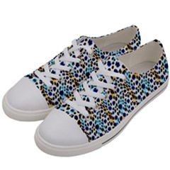 Blue Beige Leopard Women s Low Top Canvas Sneakers by DinkovaArt