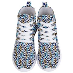 Blue Beige Leopard Women s Lightweight High Top Sneakers by DinkovaArt