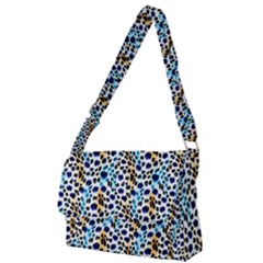 Blue Beige Leopard Full Print Messenger Bag (s) by DinkovaArt