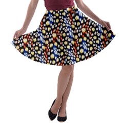 Colorful Leopard A-line Skater Skirt by DinkovaArt