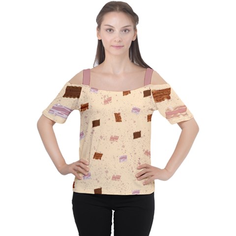 Bacon Shirt Cutout Shoulder T-shirt by DiesMali