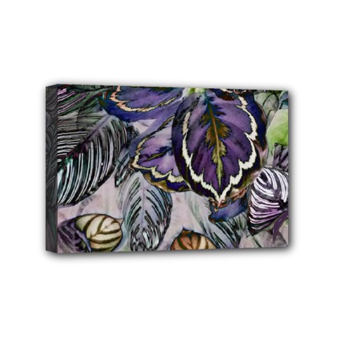 Dark Leaves Mini Canvas 6  X 4  (stretched) by DinkovaArt