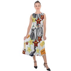 Celebrity  Midi Tie-back Chiffon Dress by PollyParadiseBoutique7