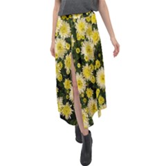 Autumn Background Closeup Flowers Velour Split Maxi Skirt by artworkshop