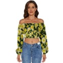 Autumn Background Closeup Flowers Long Sleeve Crinkled Weave Crop Top View1