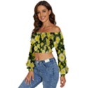 Autumn Background Closeup Flowers Long Sleeve Crinkled Weave Crop Top View2