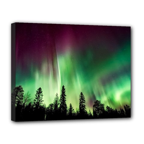 Aurora Borealis Northern Lights Nature Canvas 14  X 11  (stretched)