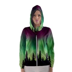 Aurora Borealis Northern Lights Nature Women s Hooded Windbreaker by Ravend