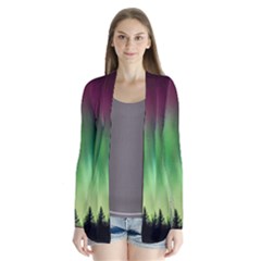 Aurora Borealis Northern Lights Nature Drape Collar Cardigan