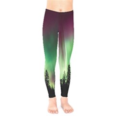 Aurora Borealis Northern Lights Nature Kids  Leggings by Ravend