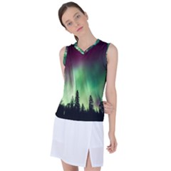 Aurora Borealis Northern Lights Nature Women s Sleeveless Sports Top by Ravend