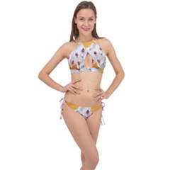 Boards Decoration Flower Flower Room Cross Front Halter Bikini Set