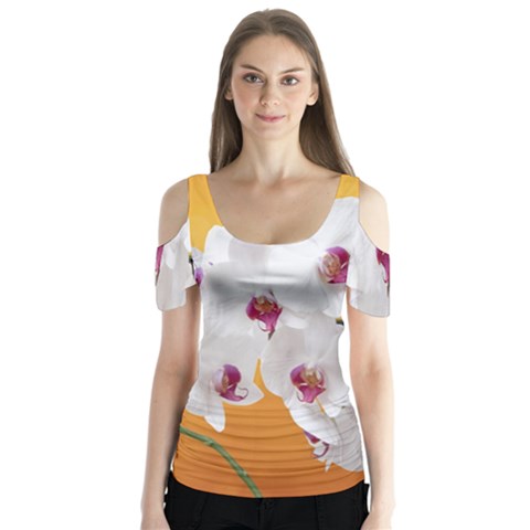 Boards Decoration Flower Flower Room Butterfly Sleeve Cutout Tee  by artworkshop