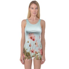 Cosmos Flower Blossom In Garden One Piece Boyleg Swimsuit by artworkshop
