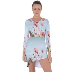 Cosmos Flower Blossom In Garden Asymmetric Cut-out Shift Dress by artworkshop