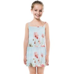 Cosmos Flower Blossom In Garden Kids  Summer Sun Dress by artworkshop