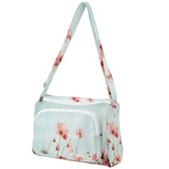 Cosmos Flower Blossom In Garden Front Pocket Crossbody Bag by artworkshop