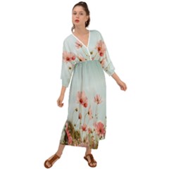 Cosmos Flower Blossom In Garden Grecian Style  Maxi Dress by artworkshop