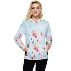 Cosmos Flower Blossom In Garden Women s Lightweight Drawstring Hoodie by artworkshop