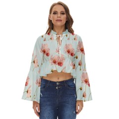 Cosmos Flower Blossom In Garden Boho Long Bell Sleeve Top by artworkshop