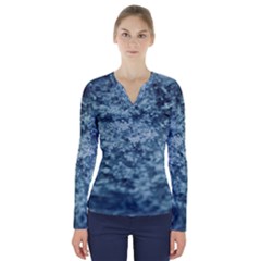 Water Splash Texture  V-neck Long Sleeve Top by artworkshop