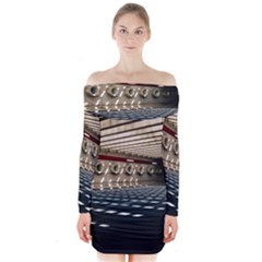 Dark Tunnels Within A Tunnel Long Sleeve Off Shoulder Dress by artworkshop
